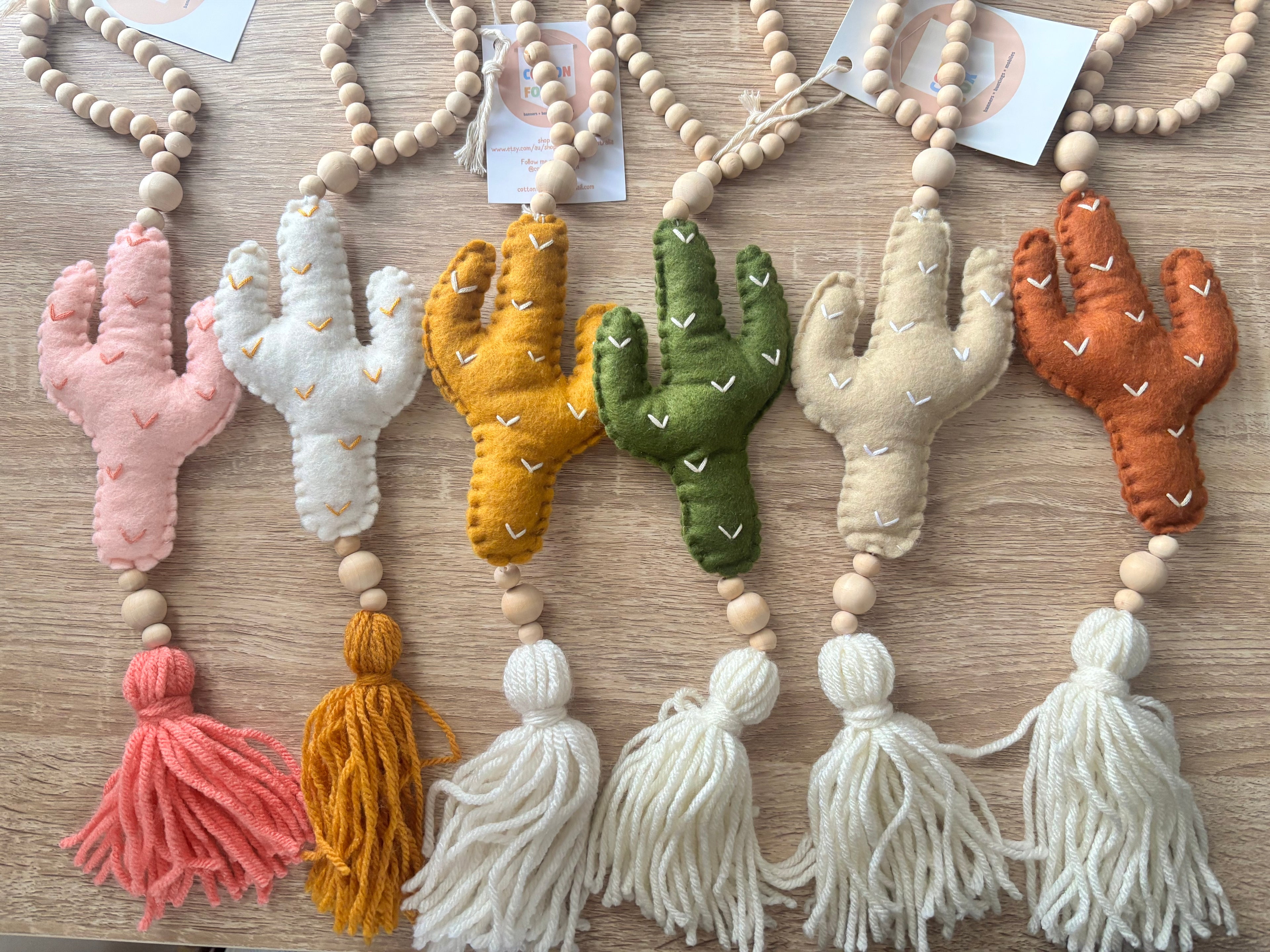 Cactus Beaded Wall Hanging