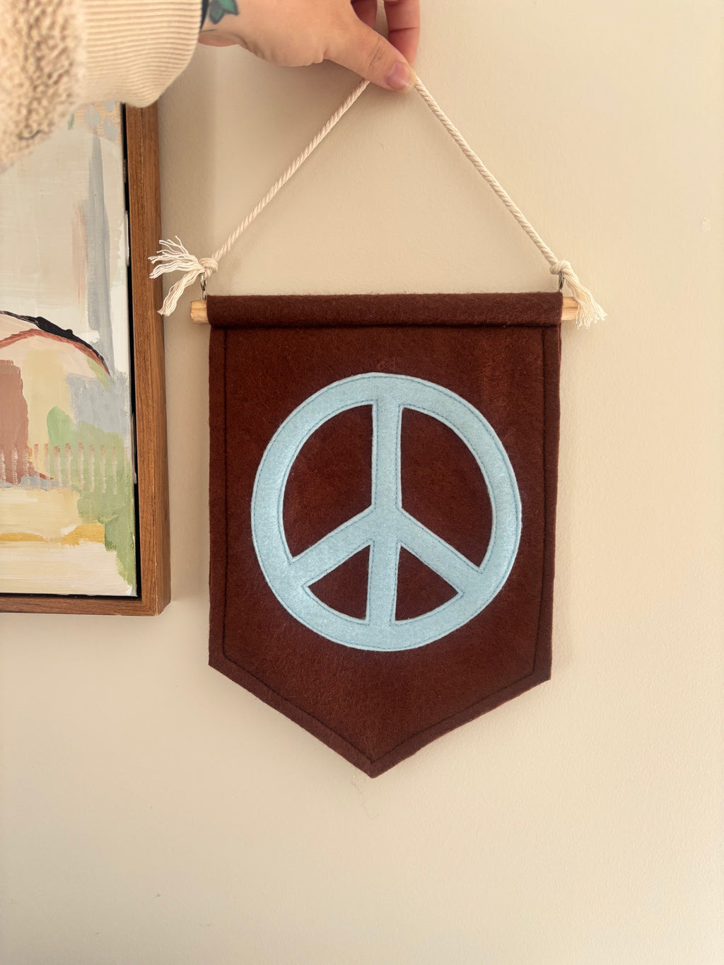 Peace Banner Brown and Blue